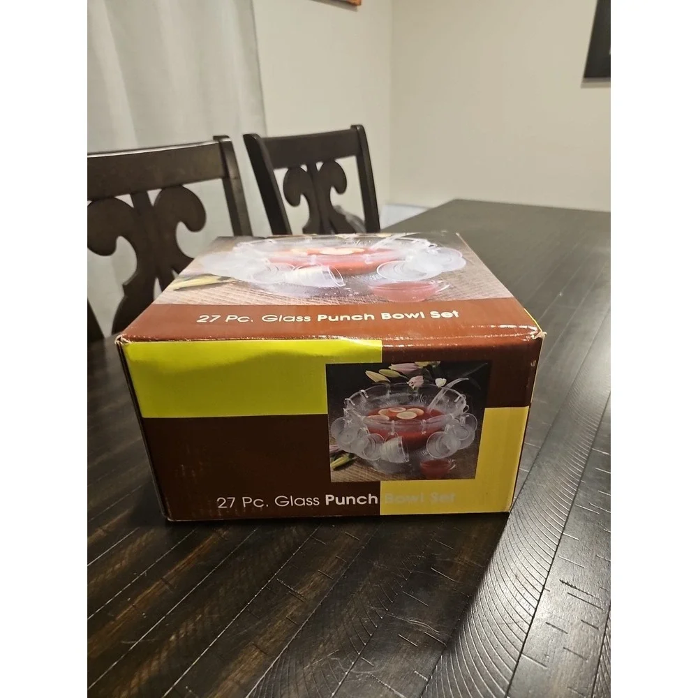 Glass Punch Bowl‎ & Salad Bowl 27-Piece Set Original Packaging Brand New